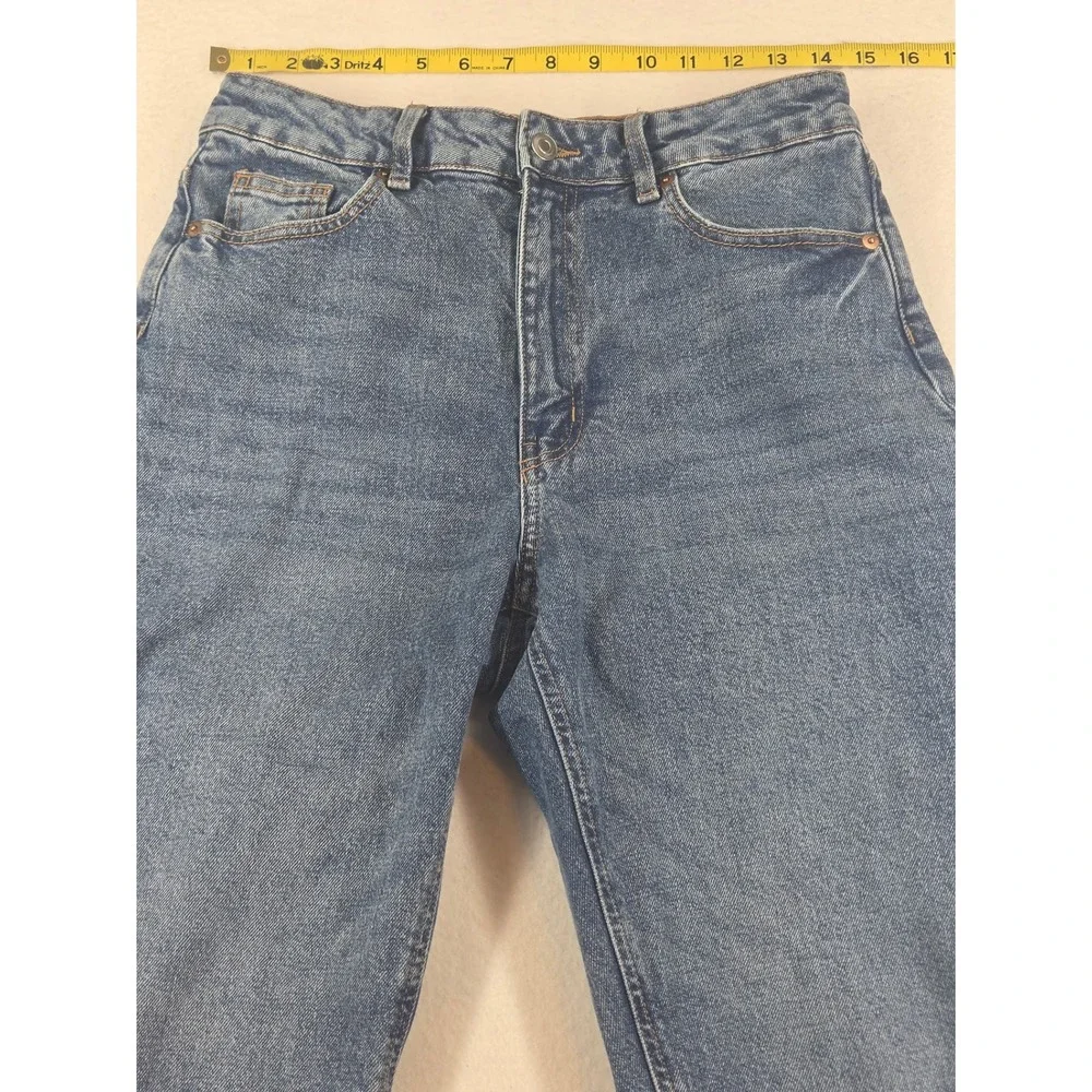 HM Womens High Waisted Mom Jeans Medium Wash Blue Tapered Leg Size 6